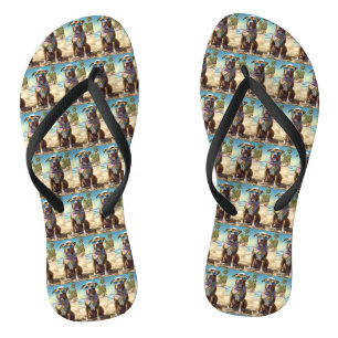 Tongs American Staffordshire sur la plage, cadeau d'été