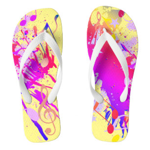 Tongs Amusante éclaboussure de peinture colorée et notes