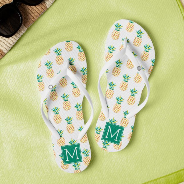 Tongs Ananas cool Monogrammé (Créateur téléchargé)