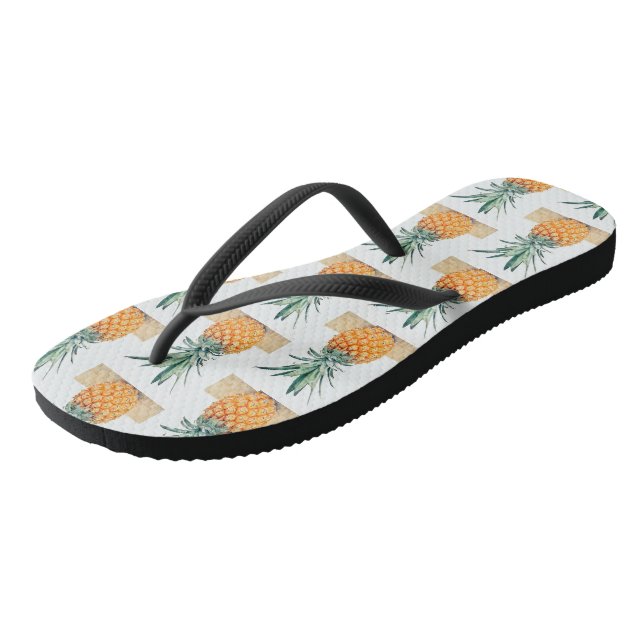 Tongs Ananas Jaune Vert Flip Flops Délicieux (Incliné)