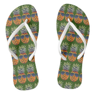 Tongs Ananas Portant des lunettes de soleil Motif Foodie
