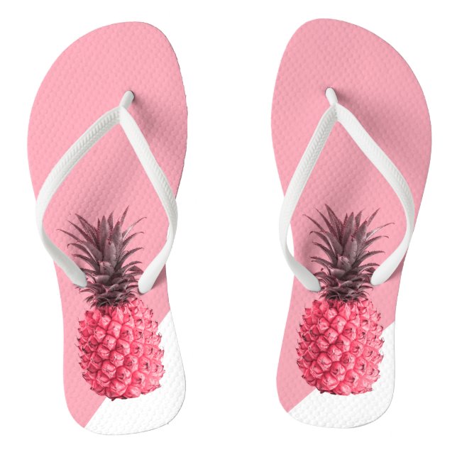 Tongs Ananas rose et blanc tropical girly mignon (Semelle)