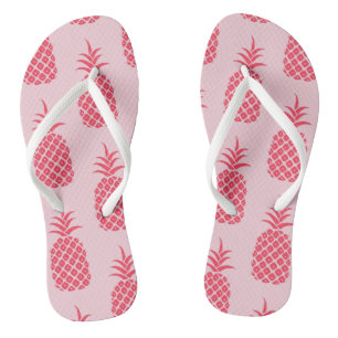 Tongs Ananas tropical Motif rose d'été coloré