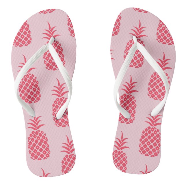 Tongs Ananas tropical Motif rose d'été coloré (Semelle)
