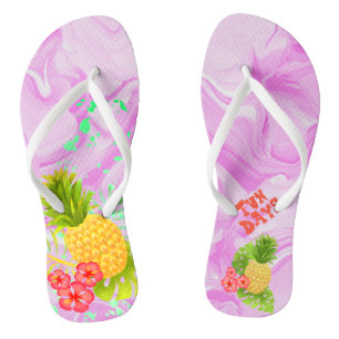 Tongs Ananas Tropical Rose Agate Flip Flops