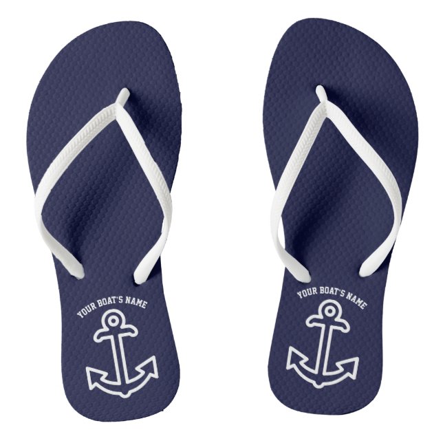 Tongs Ancre de bateau personnalisée Flip Flops Navy Blue (Semelle)
