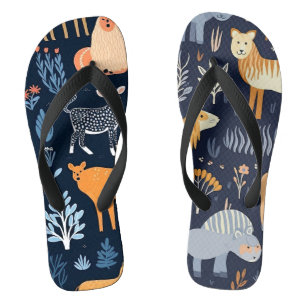 Tongs Animaux forestiers sauvages Motifs de papier numér