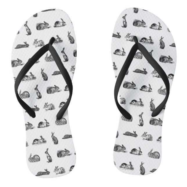 Tongs Antique lapins L'art lapin Vintage L'art personnal (Semelle)