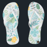 Tongs Aqua et Floral Jaune<br><div class="desc">Illustration florale délicate et sucrée,  parfaite pour le printemps,  l'été,  ainsi que pour la mariée,  les demoiselles d'honneur,  la mère de la mariée,  la mère du marié,  la servante d'honneur,  les cadeaux de filles aux fleurs,  et plus !</div>