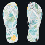 Tongs Aqua et Floral Jaune<br><div class="desc">Illustration florale délicate et sucrée, parfaite pour le printemps, l'été, ainsi que pour la mariée, les demoiselles d'honneur, la mère de la mariée, la mère du marié, la servante d'honneur, les cadeaux de filles aux fleurs, et plus !</div>