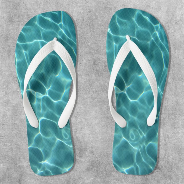 Tongs Aqua Green Pool Photo (Aqua Teal Swimming Pool Water Photo Flip Flops)