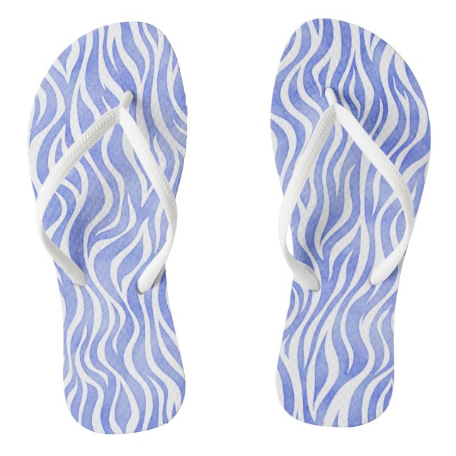 Tongs Aquarelle bleu Denim Zebra Imprimer (Semelle)
