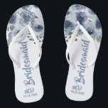 Tongs Aquarelle bleu foncé Peony Bridesmaid Favoriser<br><div class="desc">Vous aimerez ces fleurs de pivoine couleur bleu et vert Sage poussiéreuses aux feuilles feuillus. Idéal pour vos célébrations mariages !</div>