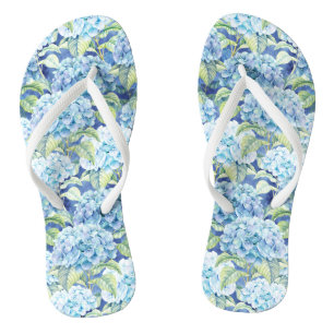 Tongs Aquarelle Blue Hydrangea Fleurs