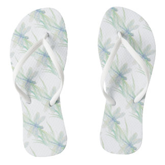Tongs Aquarelle Dragonfly in Soft Blues & Green Art