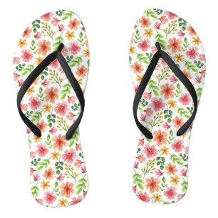 Tongs Aquarelle Fleurs roses Motif Floral-69677