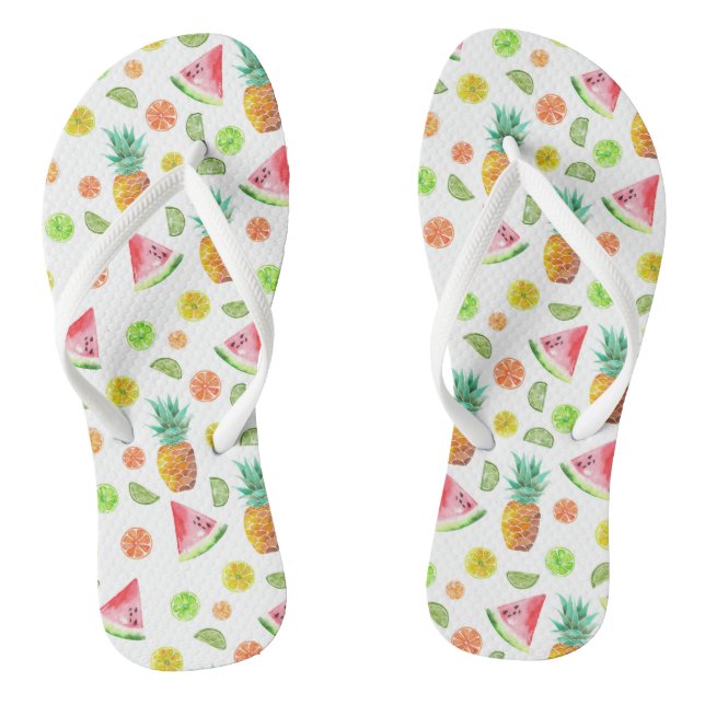 Tongs Aquarelle Motif de fruits en conserve (Semelle)