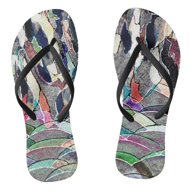 Tongs Aquarelle Rocky Meadow Flops Art Abstrait (Semelle)