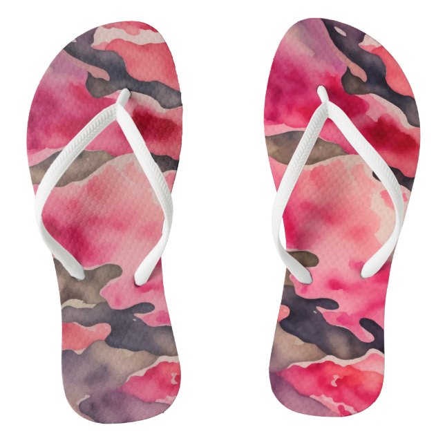 Tongs aquarelle rose camouflage (Semelle)