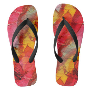 Tongs Aquarelle rouge jaune