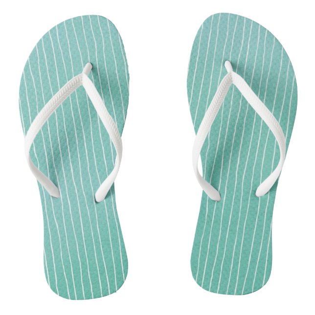 Tongs Aquarelle turquoise bleue verte avec rayures blanc (Semelle)