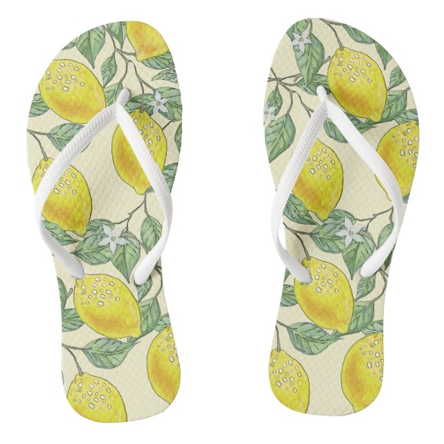 Tongs Aquarelle vintage Citrus Lemons Motif (Semelle)