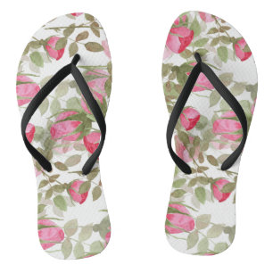 Tongs Aquarelle vintage roses roses roses roses roses ro