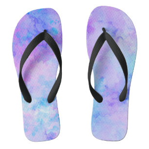 Tongs Aquarelle violette et turquoise