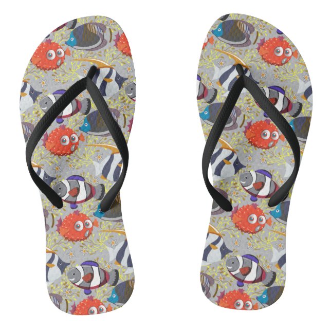 Tongs Aquatic animals pattern | ocean underwater life 40 (Semelle)