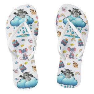Tongs arc-en-ciel Chat Souris Fromage Poisson Os