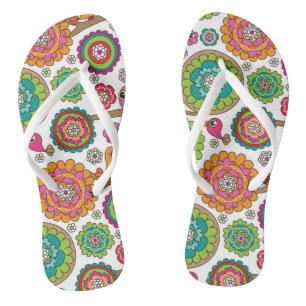 Tongs arrière - plan de fleurs de doodle motif