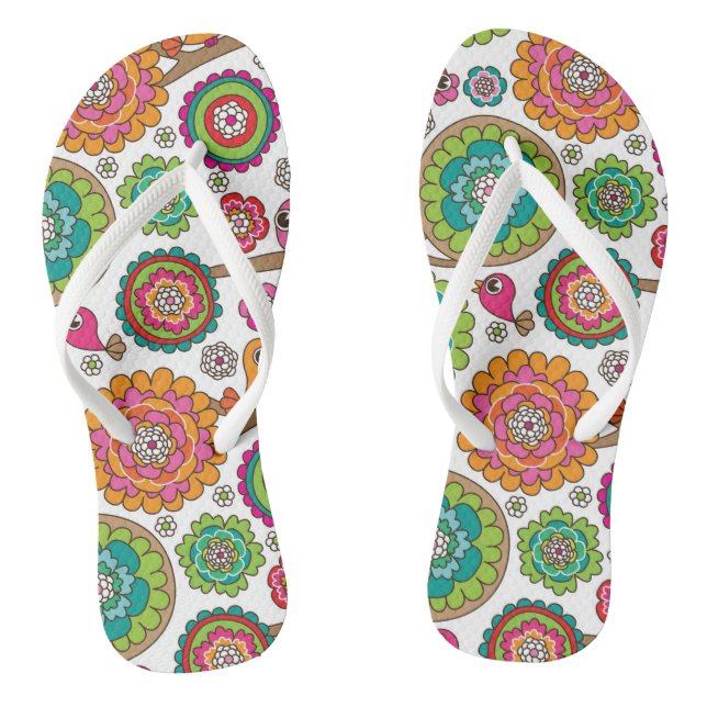 Tongs arrière - plan de fleurs de doodle motif (Semelle)