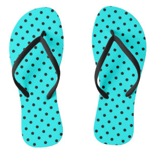 Tongs Arrière - plan de pois turquoise