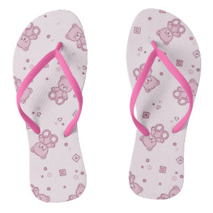Tongs arrière - plan Nounours rose