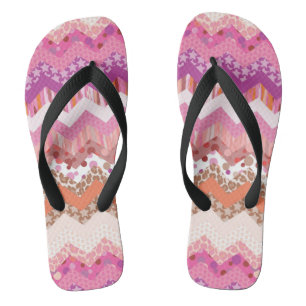 Tongs Arrière - plan rose de zigzag