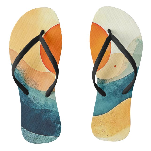 Tongs Art Abstrait Sunset Waves (Semelle)