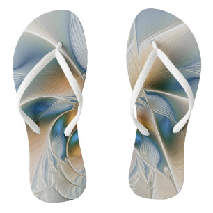 Tongs Art fractal abstrait et fantaisiste avec du bleu