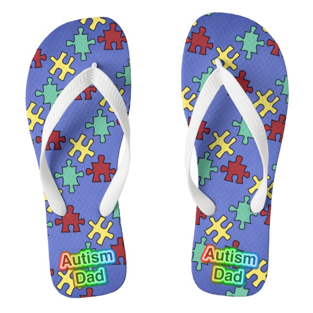 Tongs Autisme Papa unisex Adult Flip Flops, larges brete (Semelle)