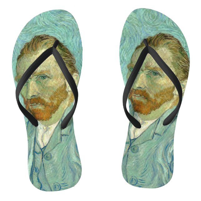 Tongs Autoportrait de Vincent Van Gogh Fond Bleu (Semelle)