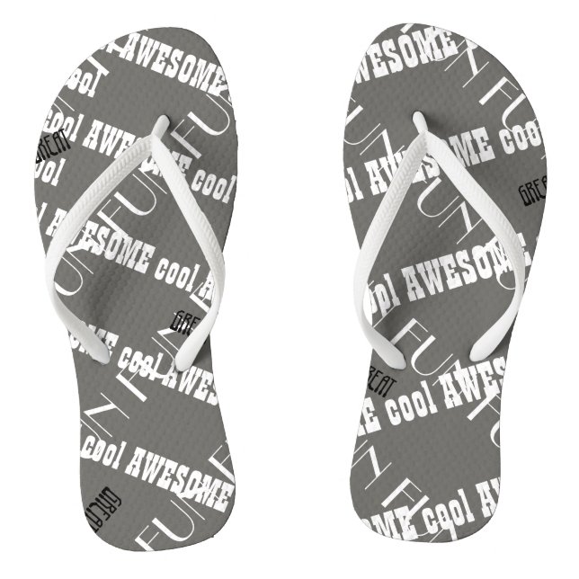 Tongs Awesome avec les mots Cool, Fun, Great (Semelle)