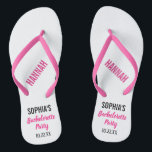 Tongs Bachelorette Party Favoriser la typographie modern<br><div class="desc">Ces tongs de typographie moderne sont un parfait simple remerciement pour toute mariée qui organise une fête de bachelerotte en été ou à la plage ! Personnalisez avec le nom de la mariée,  le nom de votre demoiselle d'honneur/ami et la date de la fête de bachelorette.</div>