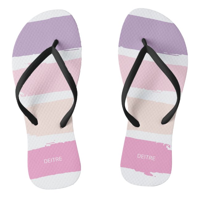 Tongs Baguette à lèvres rose et violet rayures Flip Flop (Semelle)