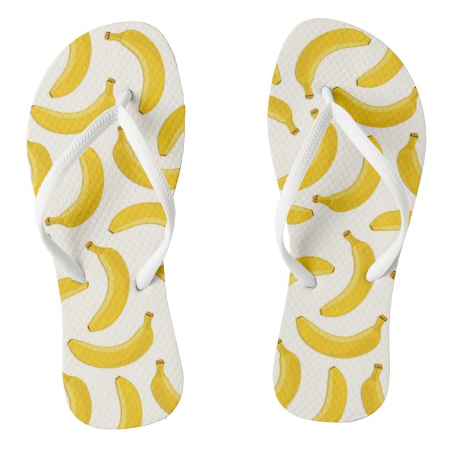 Tongs Bananes Fruits tropicaux Imprimer, jaune et blanc (Semelle)