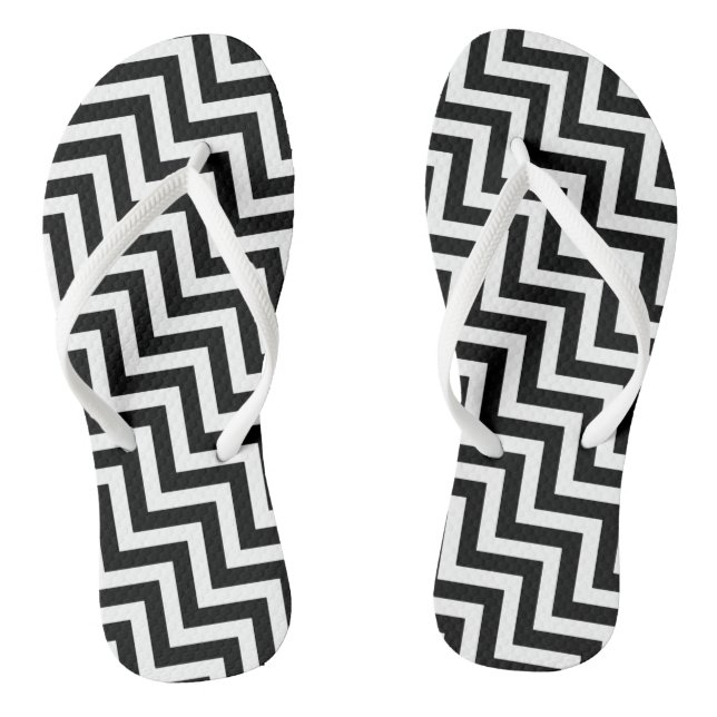 Tongs Bande de Chevron noire et blanche moyenne diagonal (Semelle)