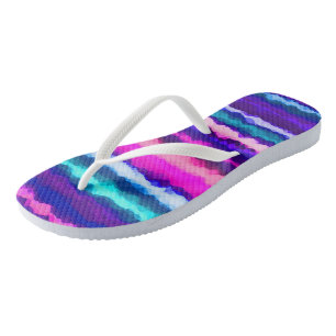 Tongs Bandes abstraites violettes, roses et bleues