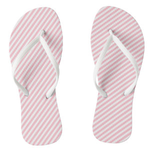 Tongs Bandes diagonales roses et blanches de petite tail