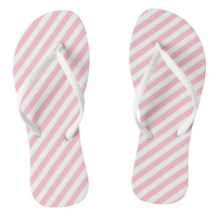Tongs Bandes diagonales roses et blanches de taille moye