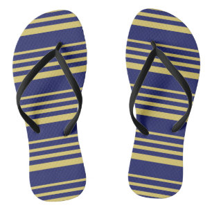 Tongs Bandes d'or et de marine à motifs