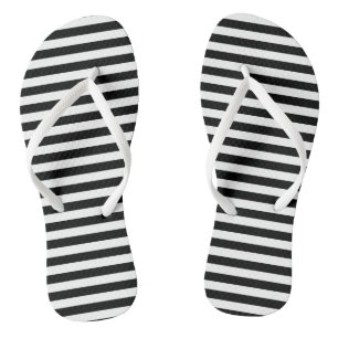Tongs Bandes horizontales noires et blanches de taille m