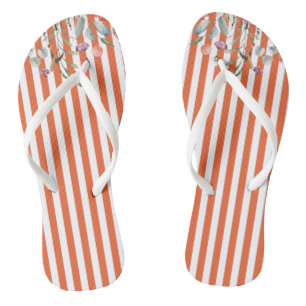 Tongs Bandes orange avec fleurs